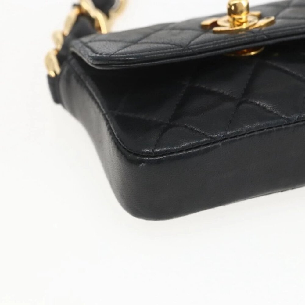 CHANEL Chain Mini Matelasse 11 Shoulder Bag Lamb Skin Black CC Auth 158892SM - Picture 5 of 16